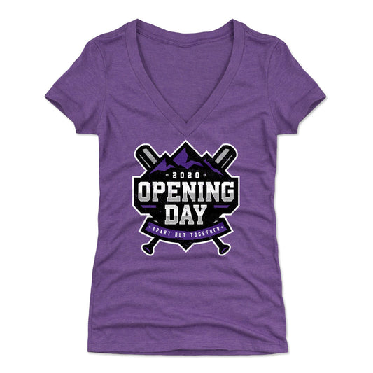 Colorado Baseball Opening Day WHT Womens V-Neck T Shirt 500 Level Officially Licensed Fan Gear