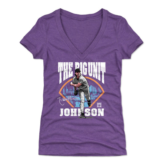 Randy Johnson The Big Unit Field WHT Womens V-Neck T Shirt 500 Level Officially Licensed Fan Gear