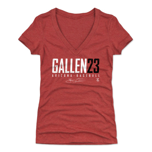 Zac Gallen Arizona Elite WHT Womens V-Neck T Shirt 500 Level Officially Licensed Fan Gear