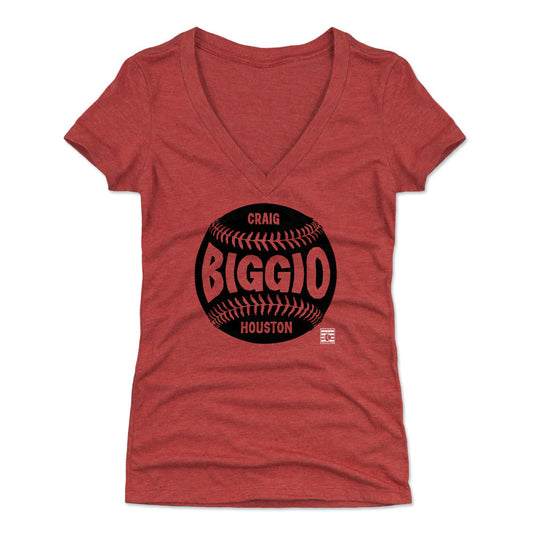 Craig Biggio Houston Baseball WHT Womens V-Neck T Shirt 500 Level Officially Licensed Fan Gear
