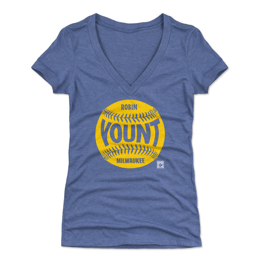 Robin Yount Milwaukee Baseball WHT Womens V-Neck T Shirt 500 Level Officially Licensed Fan Gear