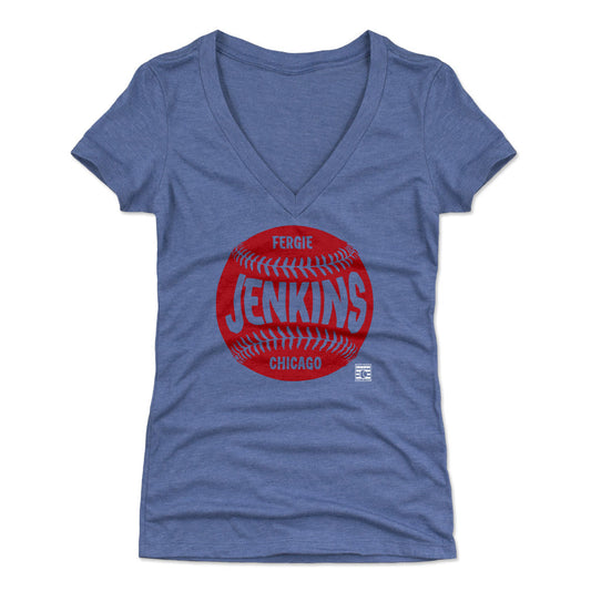 Fergie Jenkins Chicago Baseball WHT Womens V-Neck T Shirt 500 Level Officially Licensed Fan Gear