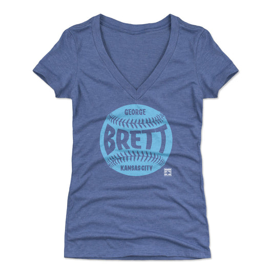 George Brett Kansas City Baseball WHT Womens V-Neck T Shirt 500 Level Officially Licensed Fan Gear