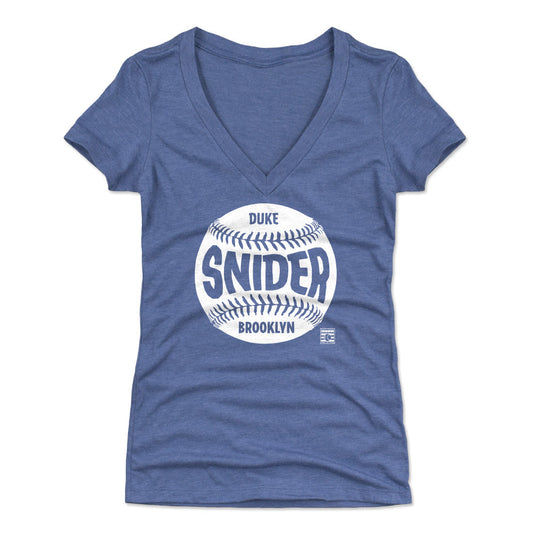 Duke Snider Brooklyn Baseball WHT Womens V-Neck T Shirt 500 Level Officially Licensed Fan Gear