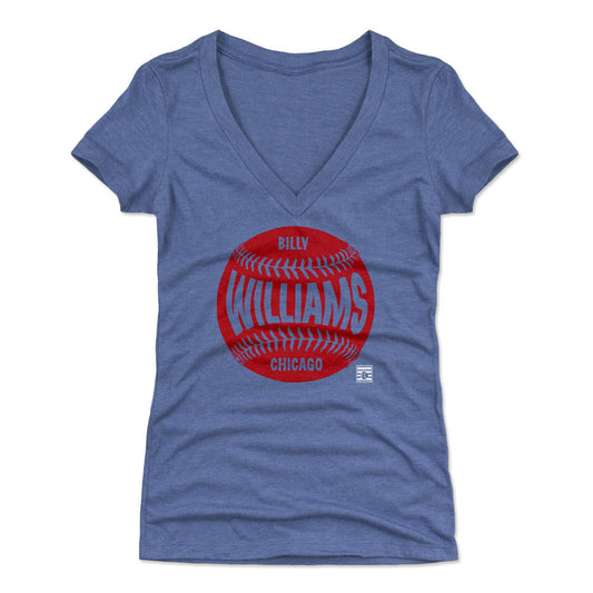 Billy Williams Chicago Baseball WHT Womens V-Neck T Shirt 500 Level Officially Licensed Fan Gear