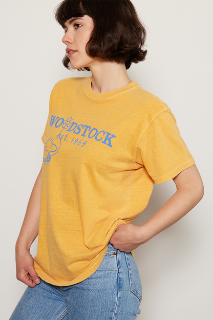Peanuts Woodstock 1969 Tee Womens T Shirt Marigold