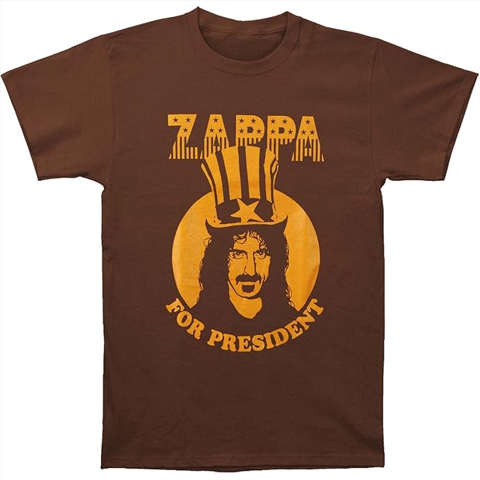 Frank Zappa for President Officially Licensed Mens T Shirt Brown
