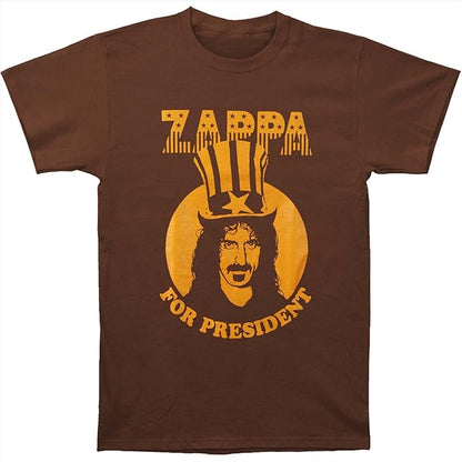 Frank Zappa for President Officially Licensed Mens T Shirt Brown