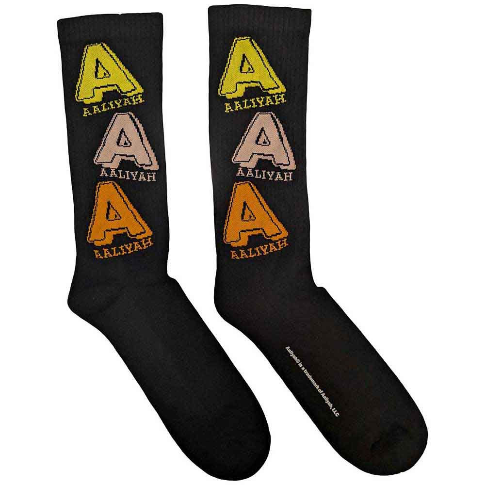 Aaliyah Tricolour Logo Socks Black