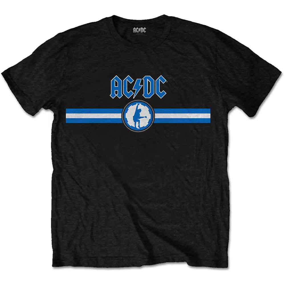 AC/DC Blue Logo & Stripe Mens T Shirt