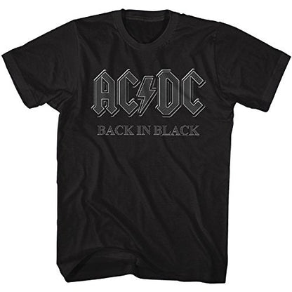 ACDC Back in Black 4 (outline) Officially Licensed Mens T Shirt Black