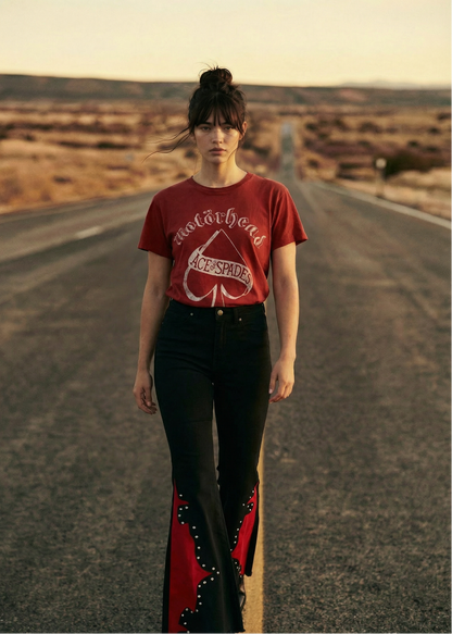 Motörhead Ace of Spades Vintage Band Tee Womens T Shirt Red