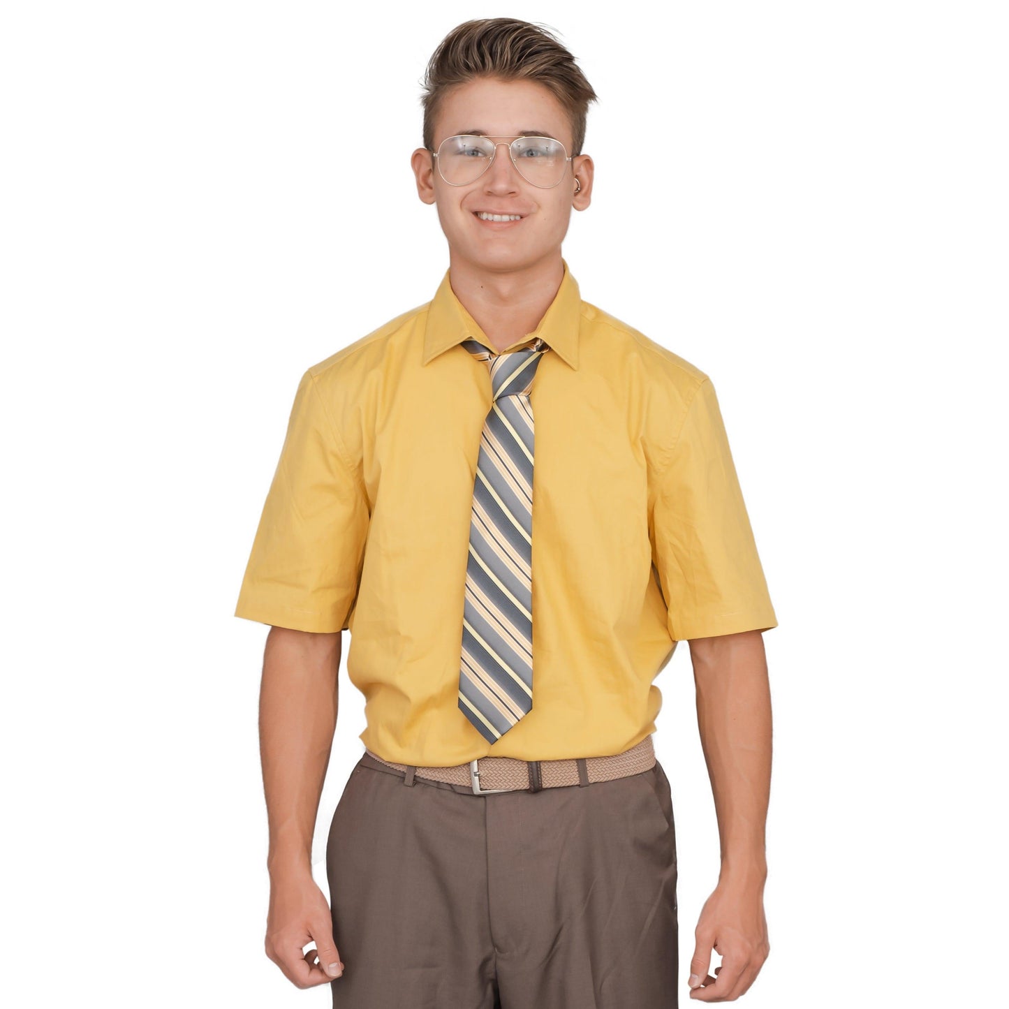 Adult Halloween Costume Office Schrute Short Sleeve T Shirt and Tie