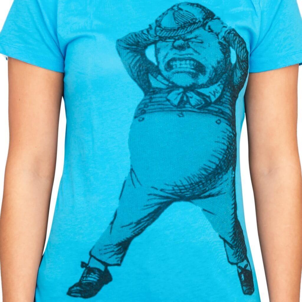 Alice In Wonderland Tweedle Dee Dum Juniors Turquoise T Shirt Tee