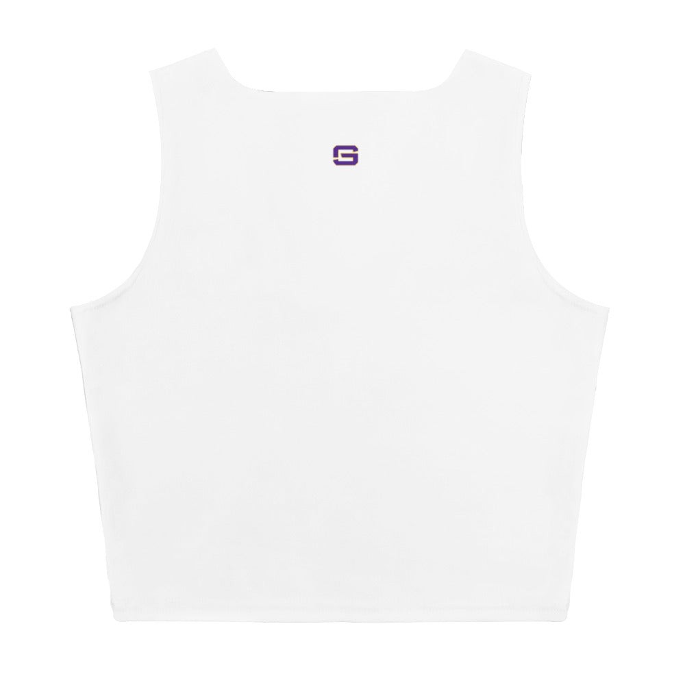 LSU Baseball National Champions Logo Womens Stretch Crop Top Shirt White