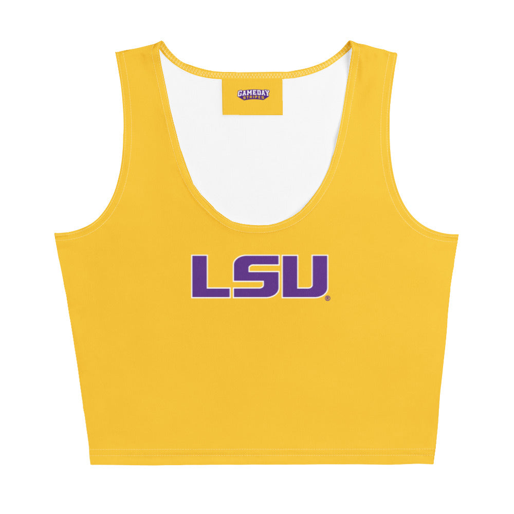 LSU Football Womens Crop Top Shirt Gold