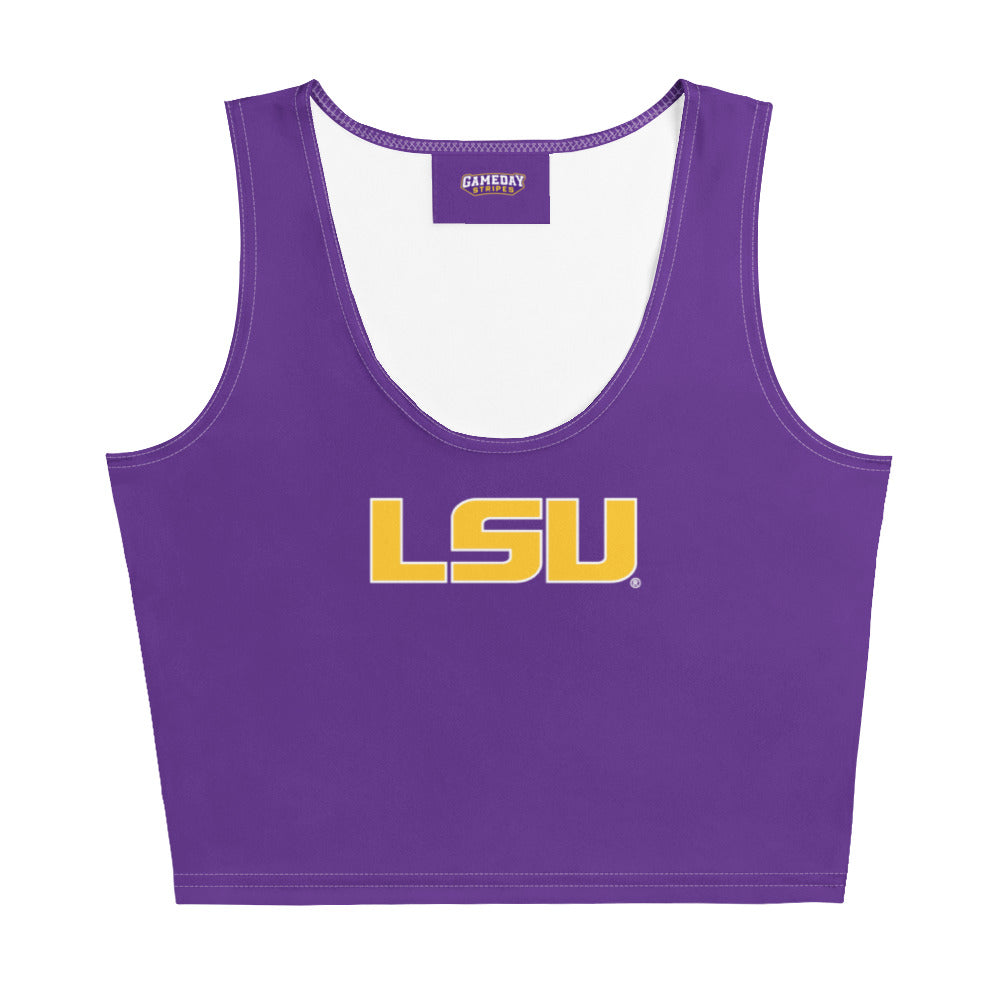 LSU Football Womens Crop Top Shirt Purple