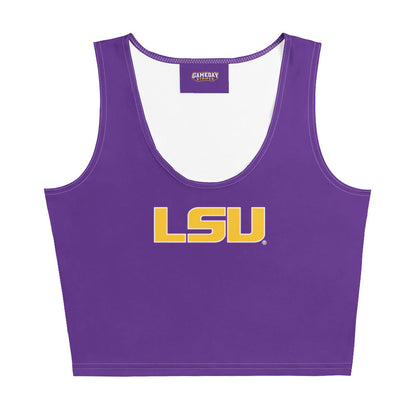 LSU Football Womens Crop Top Shirt Purple