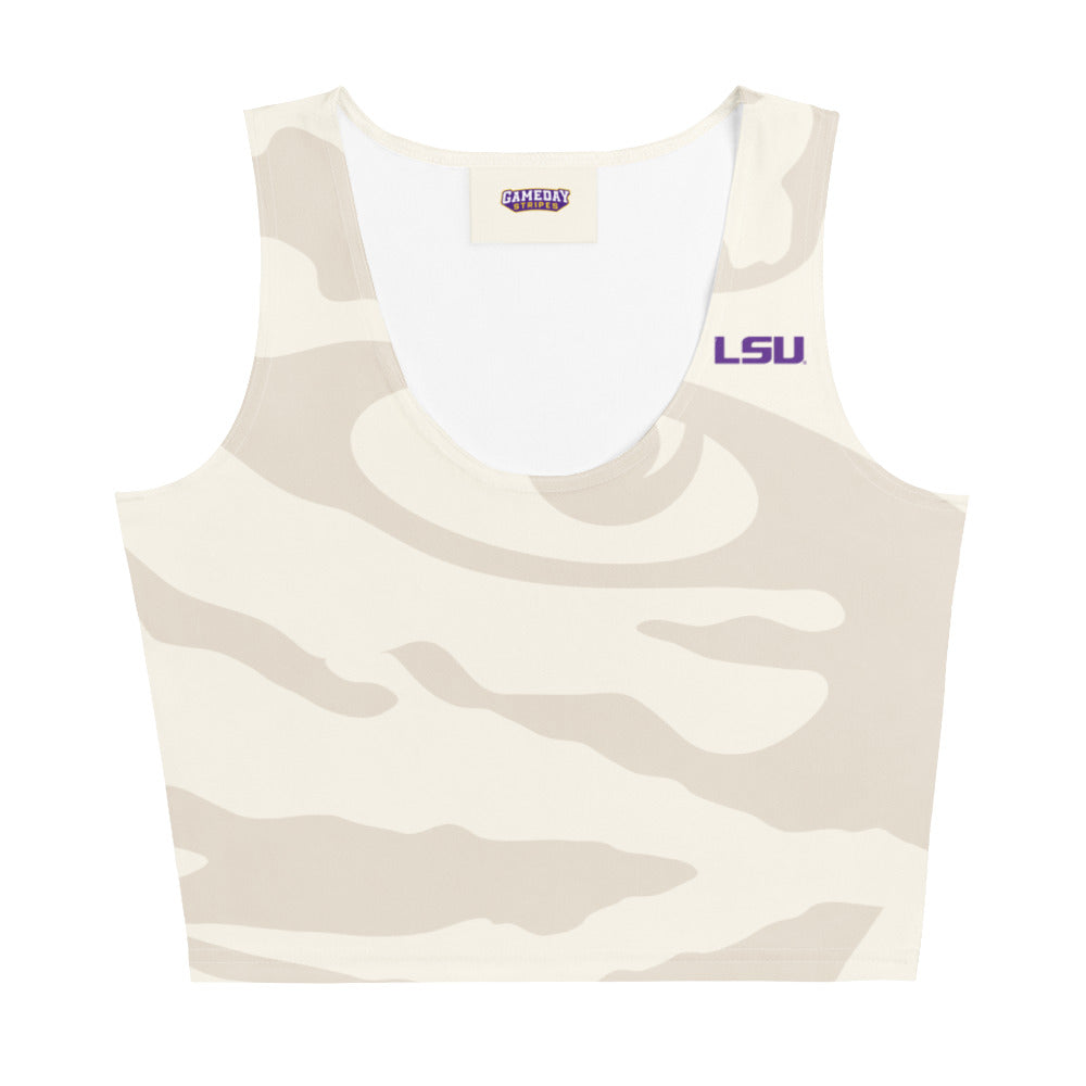 LSU Football Eye of the Tiger Womens Crop Top Shirt Cream
