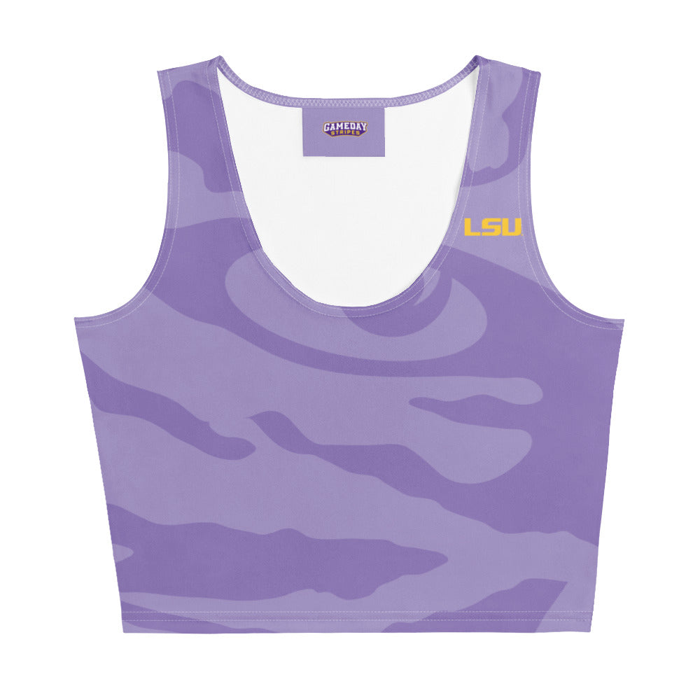 LSU Football Eye of the Tiger Womens Crop Top Shirt Lavender