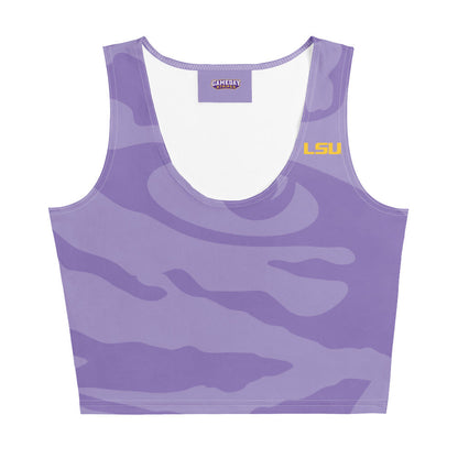 LSU Football Eye of the Tiger Womens Crop Top Shirt Lavender