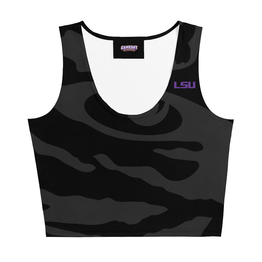 LSU Football Eye of the Tiger Womens Crop Top Shirt Black
