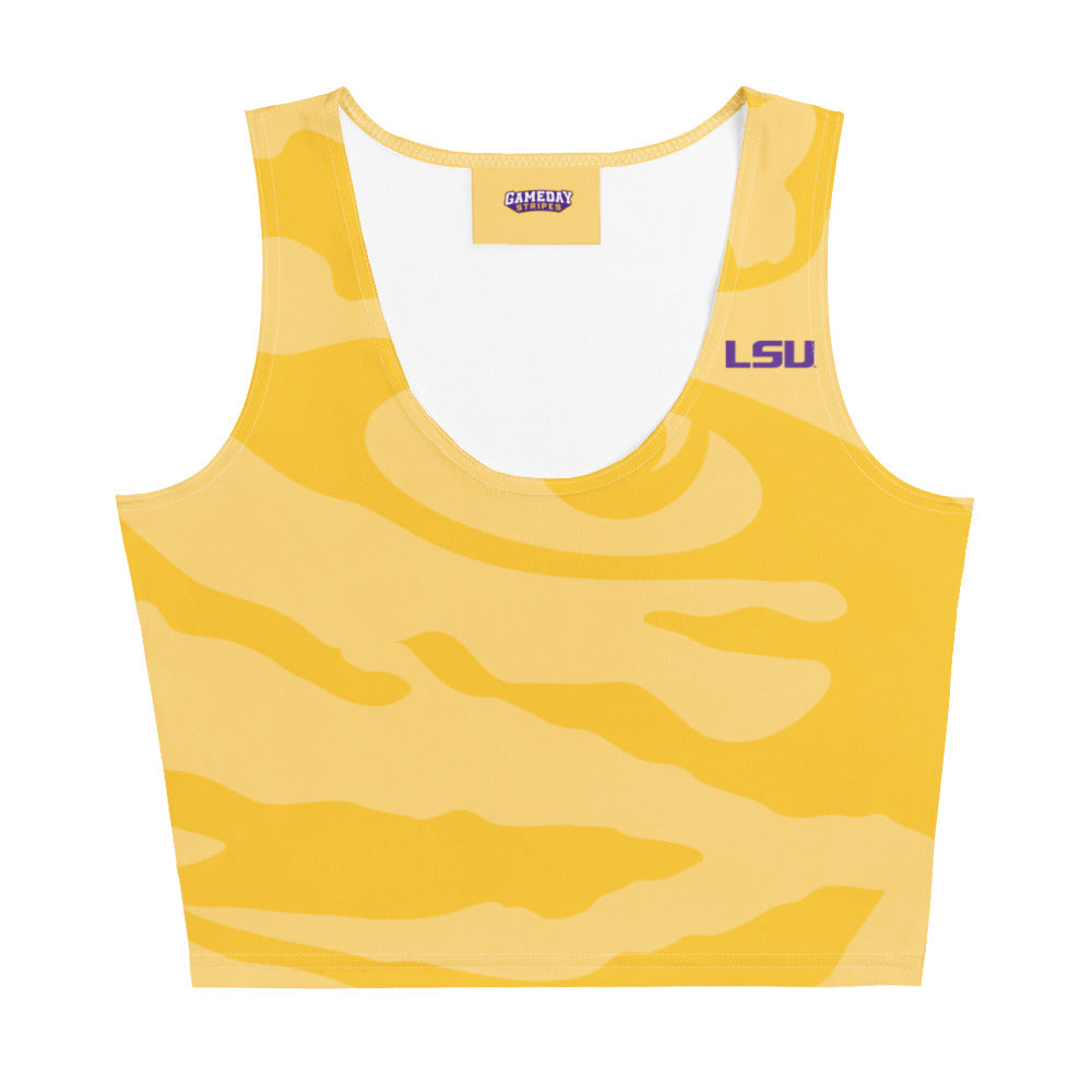 LSU Football Eye of the Tiger Womens Crop Top Shirt Gold