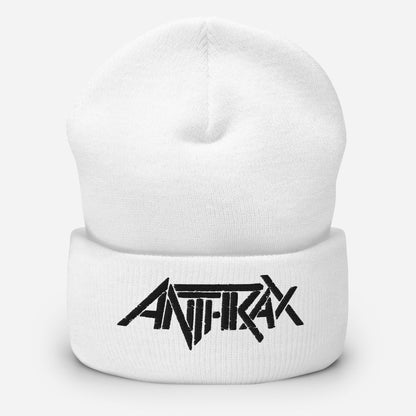 Anthrax - Black on White Cuffed HD Embroidered Beanie Hat