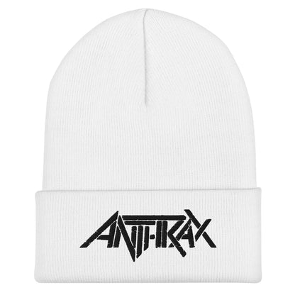 Anthrax - Black on White Cuffed HD Embroidered Beanie Hat