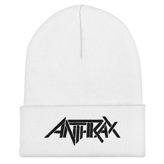Anthrax - Black on White Cuffed HD Embroidered Beanie Hat
