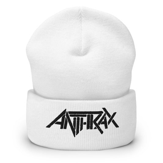 Anthrax - Black on White Cuffed HD Embroidered Beanie Hat