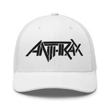 Load image into Gallery viewer, Anthrax - Black on White Trucker HD Embroidered Hat
