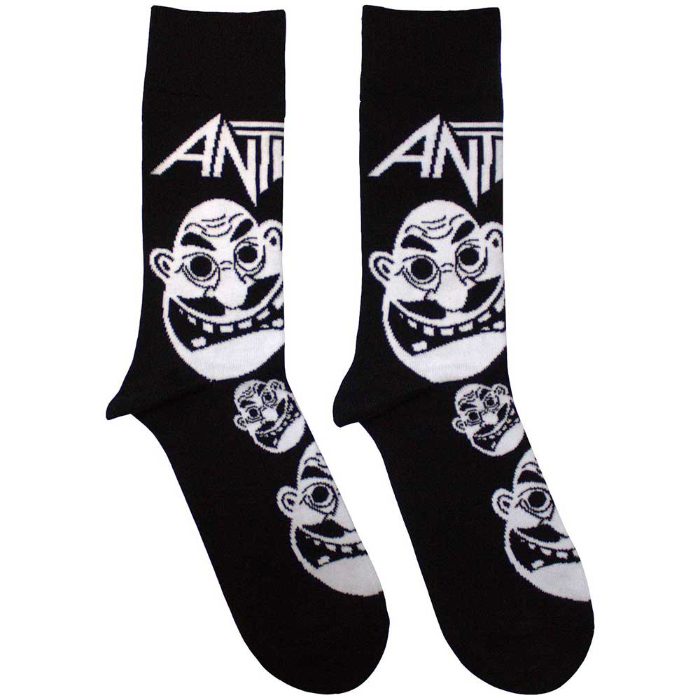 Anthrax Faces Pattern B&W Socks Black