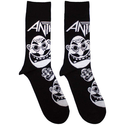 Anthrax Faces Pattern B&W Socks Black