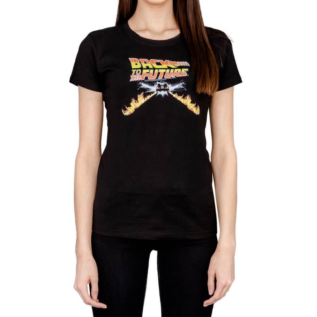 Back to the Future Flames Juniors T Shirt