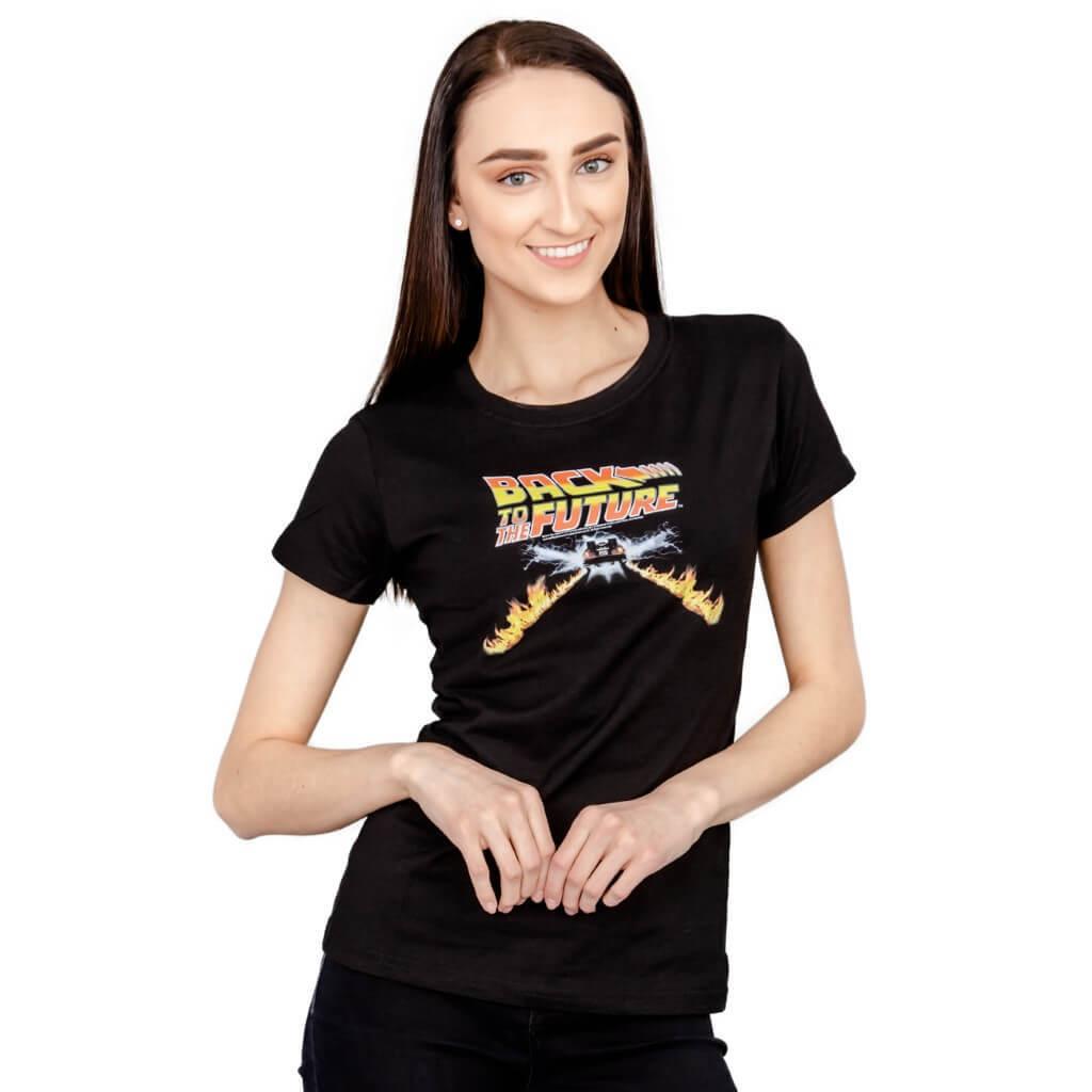 Back to the Future Flames Juniors T Shirt