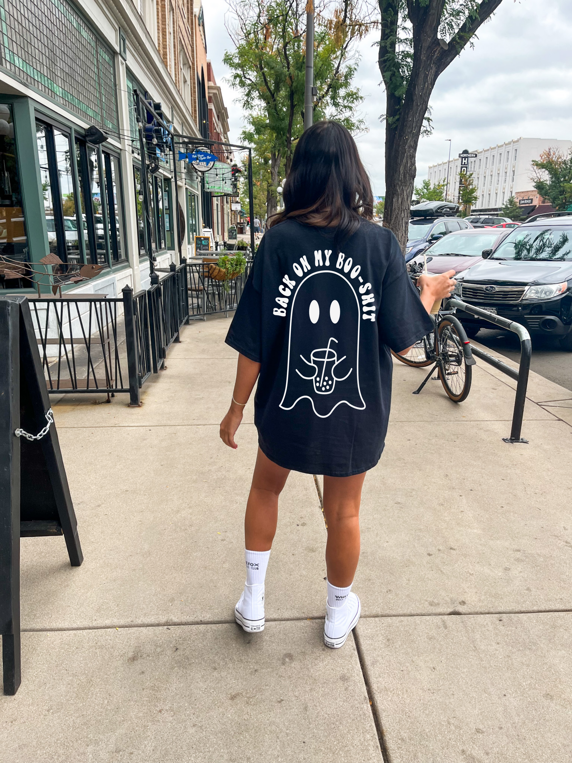 Back on my Boo Shit Graphic Tee Womens T Shirt Black