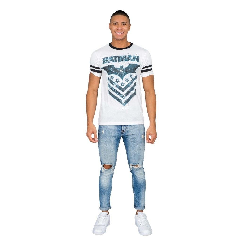 Batman The Dark Knight Arrow Logo White Mens T Shirt