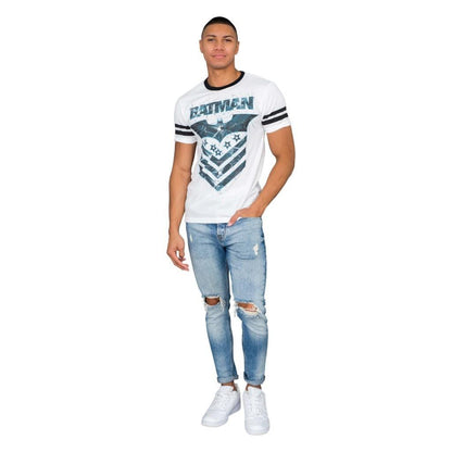 Batman The Dark Knight Arrow Logo White Mens T Shirt