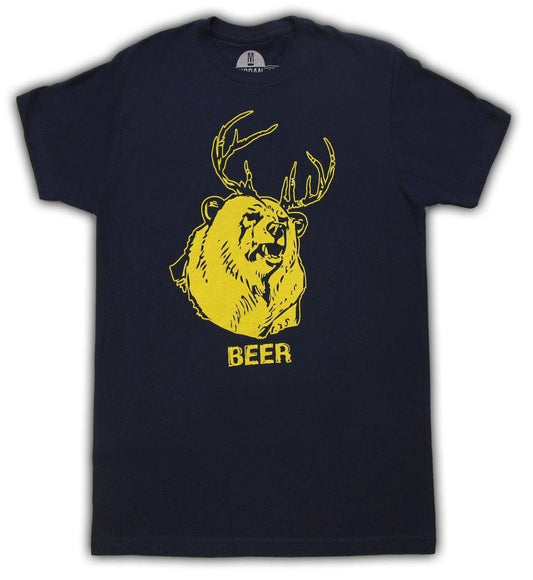 Beer Bear+Deer Mac Navy Adult T Shirt