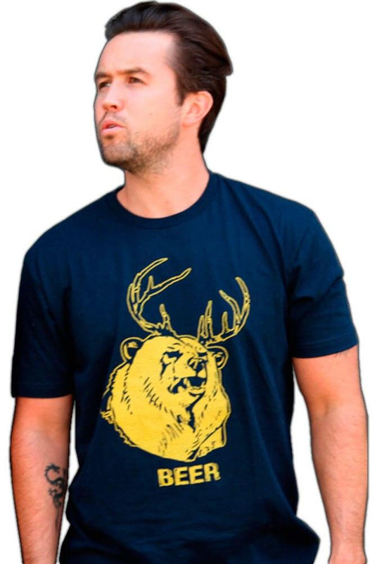 Beer Bear+Deer Mac Navy Adult T Shirt