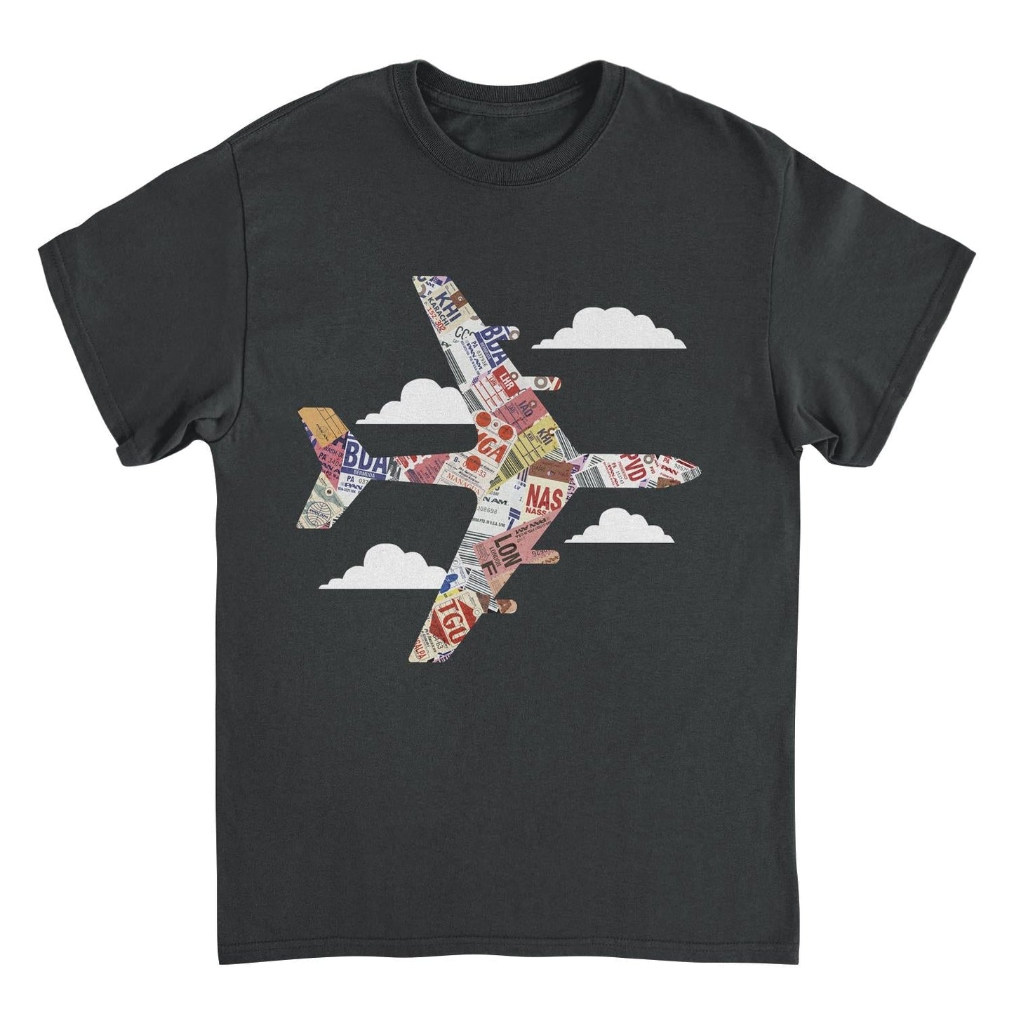 Pan Am Plane Baggage Tags Black Mens T Shirt