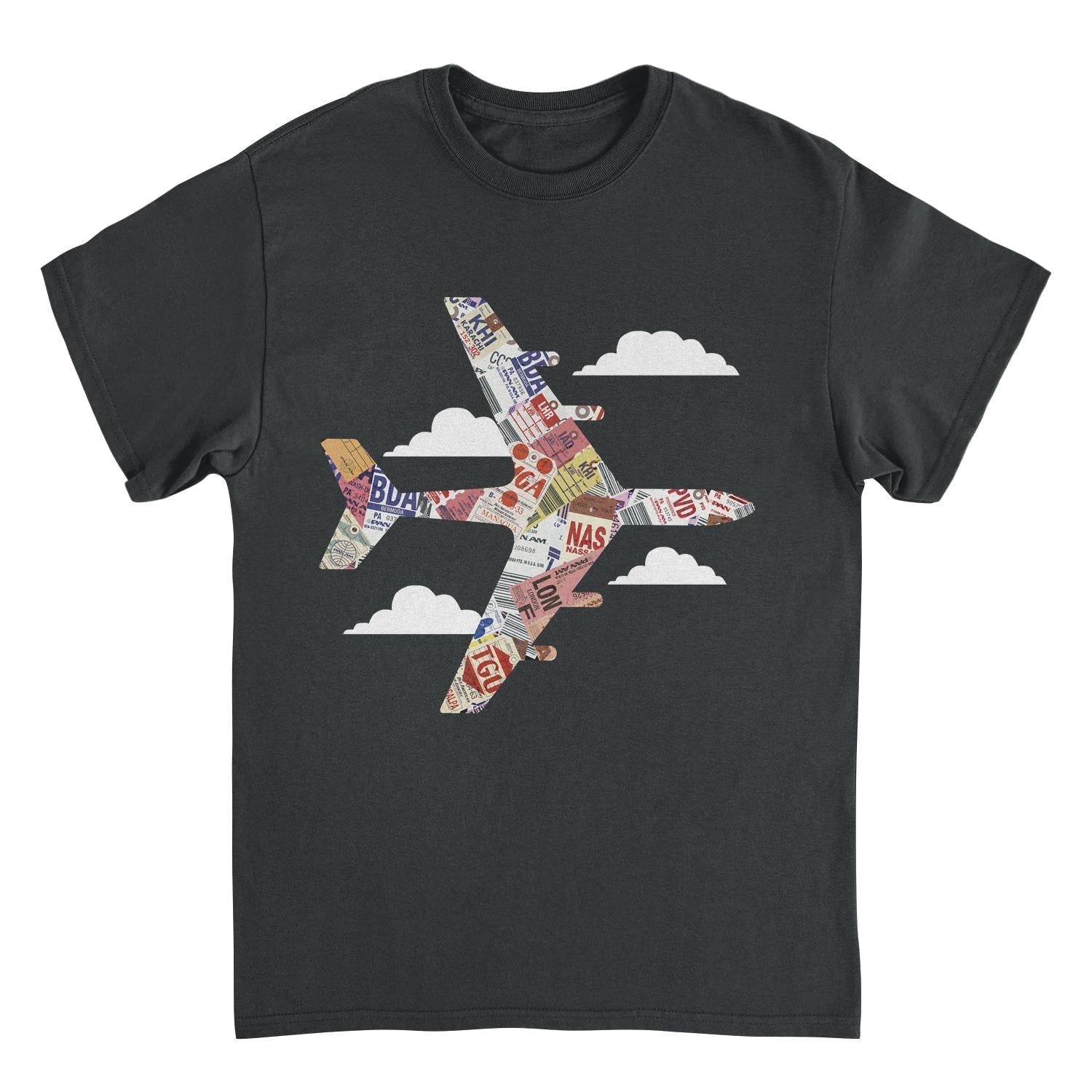 Pan Am Plane Baggage Tags Black Mens T Shirt
