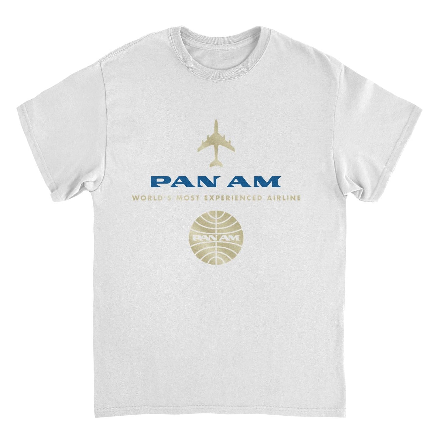 Pan Am Worlds Most Experienced Airline Gold White Mens T Shirt