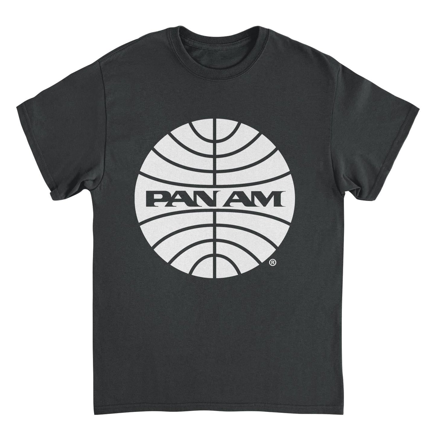 Pan Am White Outline Logo Black Mens T Shirt
