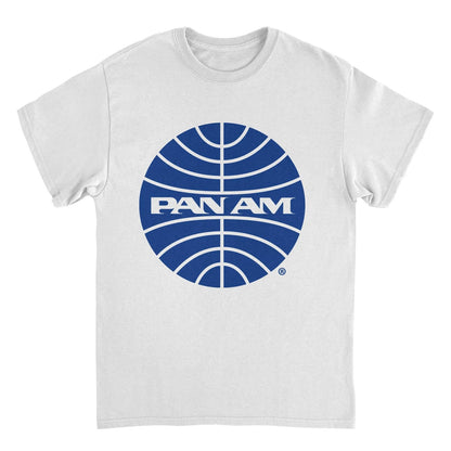Pan Am Blue Outline Logo White Mens T Shirt