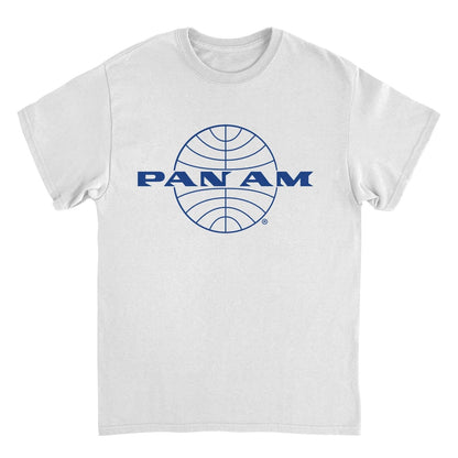 Pan Am Classic Blue Logo Out White Mens T Shirt