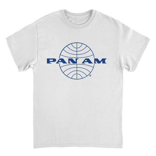 Pan Am Classic Blue Logo Out White Mens T Shirt