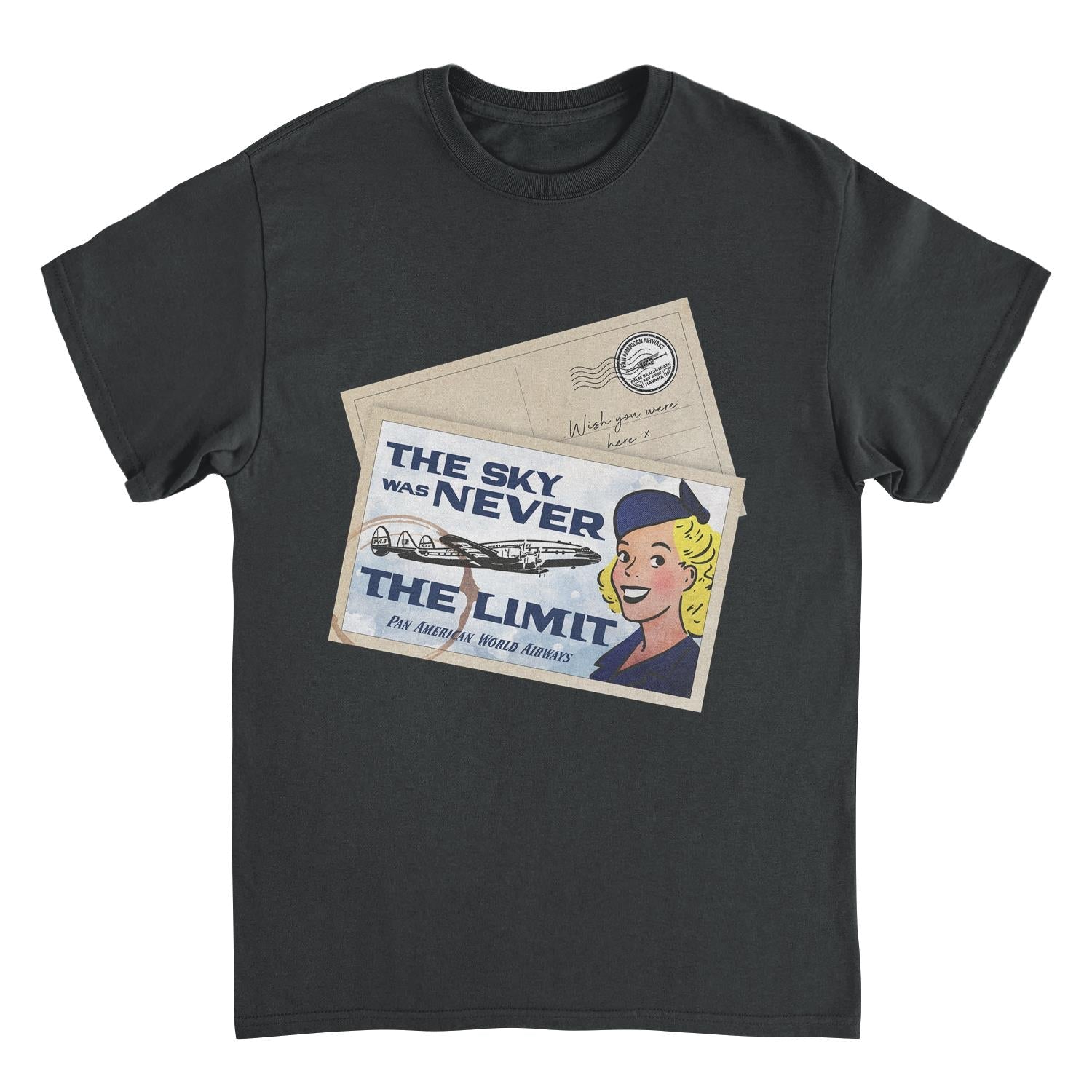 Pan Am the Sky Was Never the Limit Black Mens T Shirt