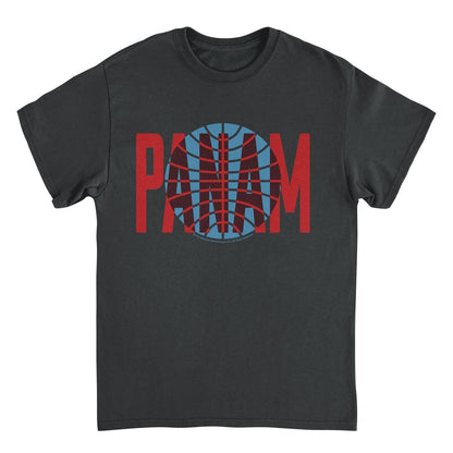Pan Am Red Text Over Logo Black Mens T Shirt